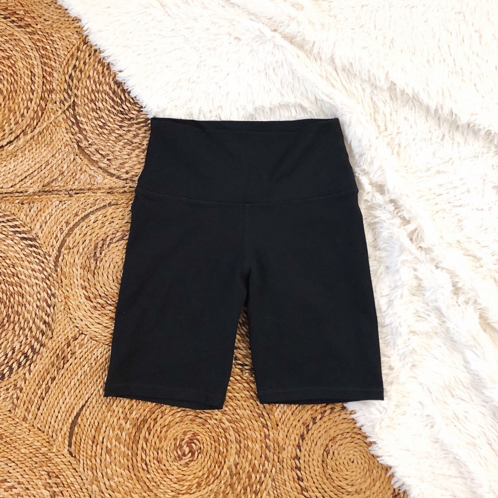 aerie high rise black biker shorts